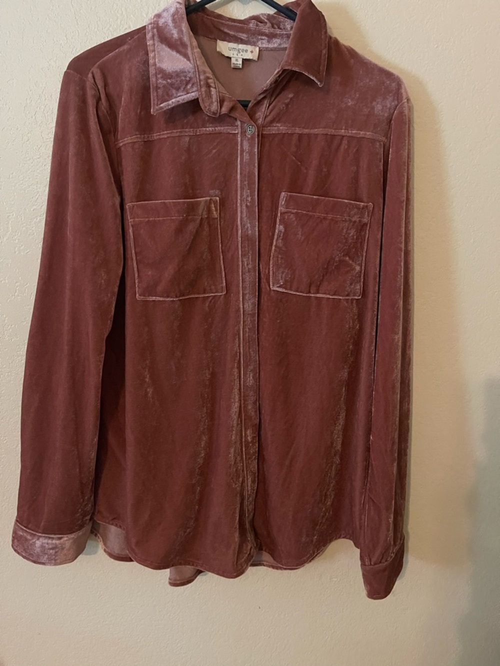 Umgee Rose Mauve Velvet Button-Down Shirt